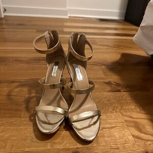 Gold high heeled sandals. Size 10